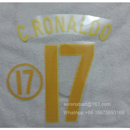 2004 Portugal #17 Ronaldo Nameset FIGO Rui Costa Customize Any Name Number Printing Soccer Patch Badge