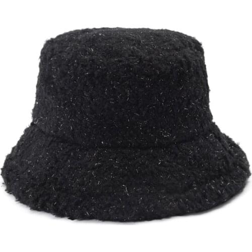 2021 Autumn Winter Panama Warm Lambswool Bucket Hats Women Outdoor Street Fisherman Hat Girl Solid Color Travel Basin Cap