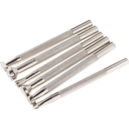6Pcs Manual Leather Craft Stamps Embossing Beveler Stamping Tools Kit