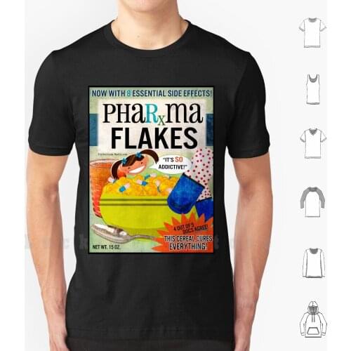Big Pharma Flakes Breakfast Cereal T Shirt Big Size 100% Cotton Big Pharma Pharmaceuticals Drug Prescription Pharmacy Breakfast