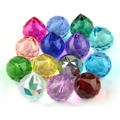 Sparkle 20pcs AB,Red,Pink,Blue 30mm Crystal Faceted Balls Glass Chandelier Pendants Balls,Crystal Lamp Parts For Lighting