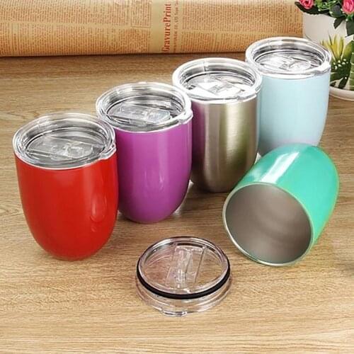 10oz Outdoor Picnic Camping Coffee Cups with Lid Stainless Steel Stemless Unbreakable Milk Beer Drinking Cup Teacups Drinkware