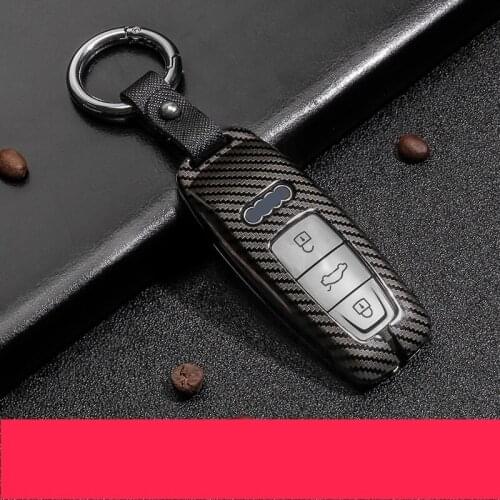 Carbon Fiber Alloy Car Key Case Cover Key Shell Protector Styling Car Accessories for Audi A6 C8 A7 A8 2018 2019