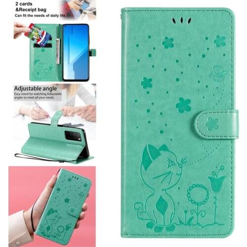 Embossing PU Leather Book Flip Phone Cover For accesorios Huawei Honor Play 4 Bumpers Caso Heavy Cases etui Maimang 9 4T Pro