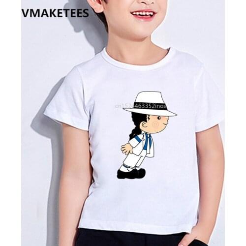 Kids Summer Girls & Boys T shirt Michael Jackson Cartoon Print Childrens T-shirt Rock N Roll Star Funny Baby Clothes,HKP5144