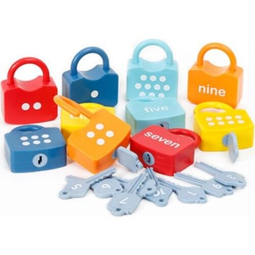 Montessori Baby Toys Math Match Unlock Game Color Early Learning Educational Toys For Children Learn to Unlock Montessori Games