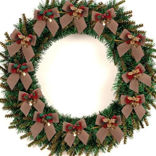 Home New Year Party Christmas Bow With Iron Bells Colorful Christmas Gifts Xmas Wreath Christmas Tree Bow Decorations Accessory