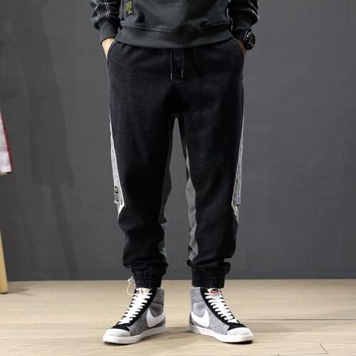 Pockets Harem Autumn Fashion Streetwear Men Jeans Spliced Designer Multi Jeans Men Cargo Pants Korean Hip Hip Jogger Jeans Homm