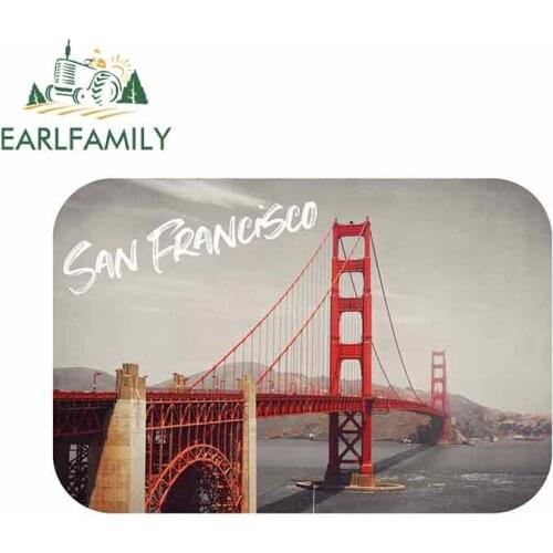 EARLFAMILY 13cm x 8.7cm for Golden Gate Bridge San Francisco USA Car Stickers Vinyl Sunscreen RV VAN JDM Car Accessories Anime