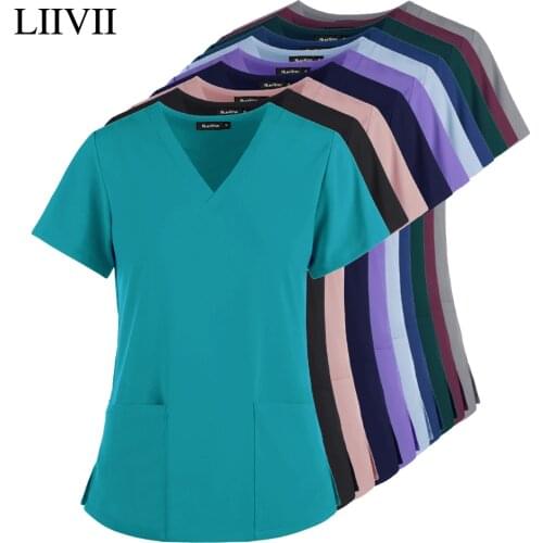 Elastic Breathable Spa Uniform Beauty Salon Uniform Fashion Slim Fit Top Scrub Clothes Women Scrubs Lab Coat Nurse Accessories