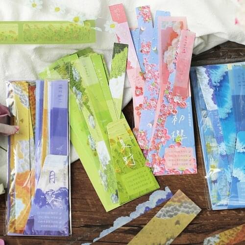 Four Seasons Painting Long Version Decorative Stickers Scrapbooking Flowers Collage Stick Label Diary Album stationery Sticker