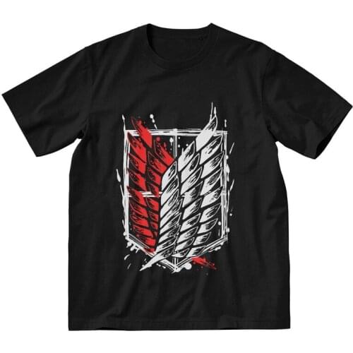 Wings Of Freedom T-Shirts Men Streetwear T Shirts Short Sleeve Anime Manga Attack on Titan Vintage Tshirt Cotton Tees Top