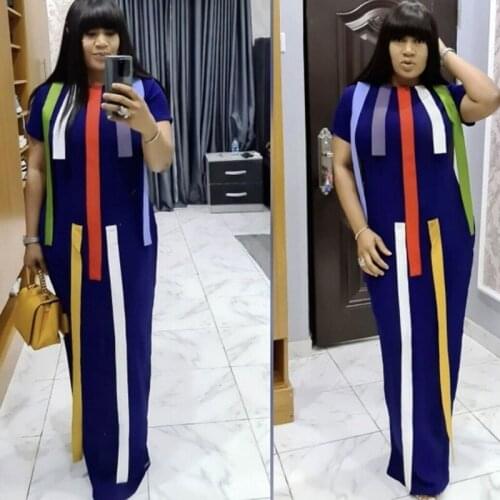 African Dresses for Women Dashiki Stripe Patchwok Maxi African Dress Robe Boubou Africaine Femme Bazin Plus Size African Clothes