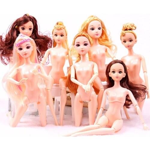 3D lifelike Eye Head 30CM Toy Doll Baking Cake Naked Body Doll For Girl Gifts Moveable Joints Body For Barbi Princess