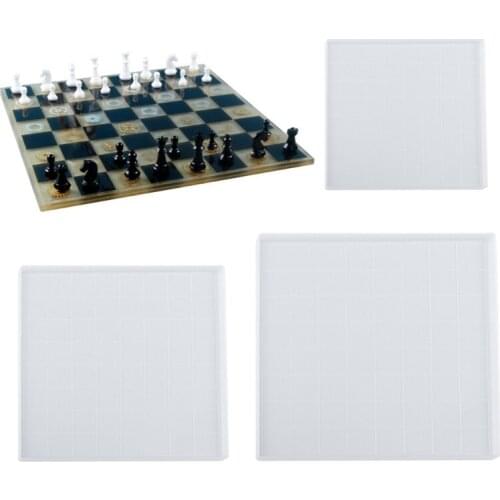 Crystal Epoxy Resin Mold International Chess Checkerboard Casting Silicone Mould X7YC
