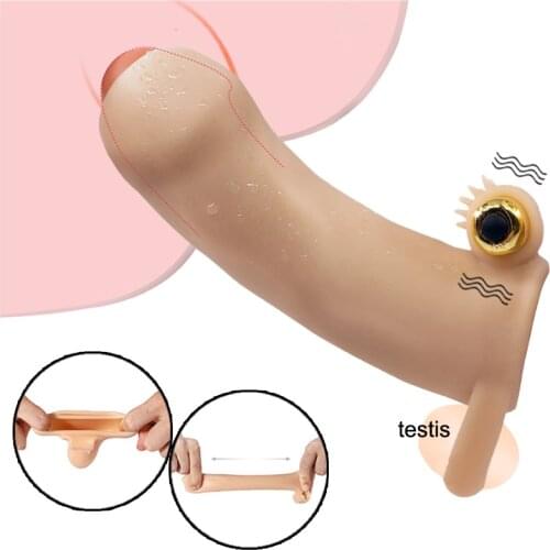 Reusable Penis Up Enlarger for Male Penis Enlargement Vibrator Intimate Goods Thick Penis Sleeve Cock Rings for Penis Extender