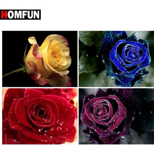 HOMFUN Full Square/Round Drill 5D DIY Diamond Painting "Rose flower beautiful" 3D Embroidery Cross Stitch 5D Home Decor Gift