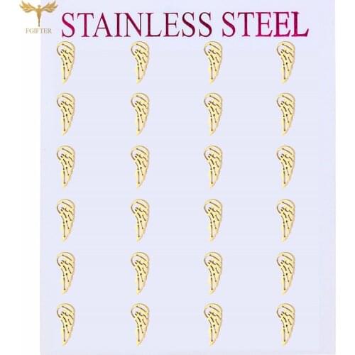 Stainless Steel Stud Earring Set for Woman Angel Wing Stud Earrings Rock Hip Hop Unisex Fashion Trend Jewelry Wholesale