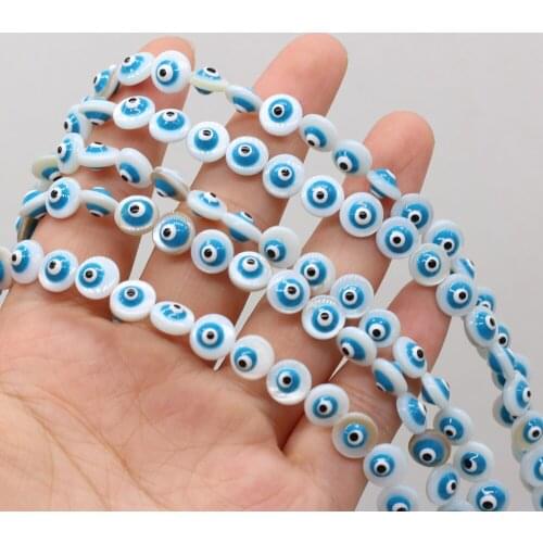 Natural Mother of Pearl Shell Eye Beads Double-sided Two-color Devil Round DIY Handmade Necklace Bracelet about 48pcs/piece-8mm