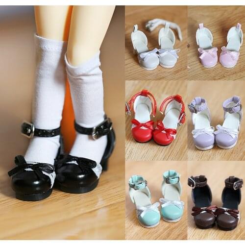 NEW Lace Bowknot Sandals White / Pink / black / blue / brown 1/6 YOSD BJD Doll Shoes High-heeled shoes
