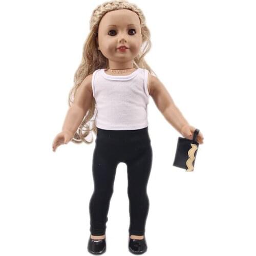 2021 New Pattern Casual Three Piece Vest + Trousers + Bag Fit 18Inch American 43cm Baby Doll Clothes Accessories,Girls Toys