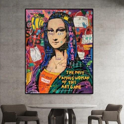 Pop Street Graffiti Art Mona Lisa Wall Art Posters Prints Funny Canvas Painting Wall Picture for Living Room Home Wall Cuadros