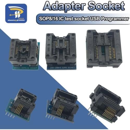 SOP16 to DIP8 Wide-body Seat Wide 150mil 200mil 208mil 300mil Programmer SOP8 Adapter Socket for EZP2010 EZP2013 CH341A IC test