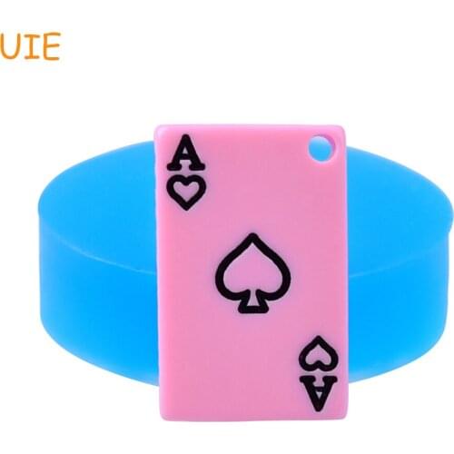 PYL705U 26.3mm Ace of Hearts Playing Crad Silicone Push Mold - Poker Card Mould Cake Decoration, Fondant, Chocolate, Resin, Wax