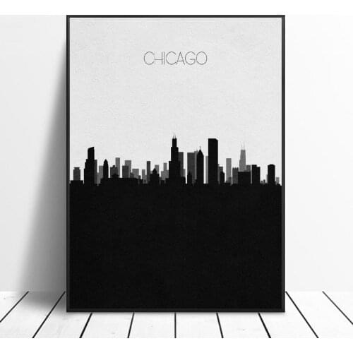 Frame Chicago Skyline Canvas Art Print Wall Poster painting Wall Poster Decoration For Living home Room