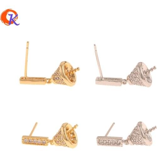 Cordial Design 10Pcs 8*20MM Jewelry Accessories/CZ Earrings Stud/Genuine Gold Plating/DIY Making/Hand Made/Earring Findings