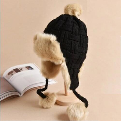 Lei Feng hat women winter warmth thick windproof earmuffs northeast flight Korean version plus velvet knitted wool hat women win