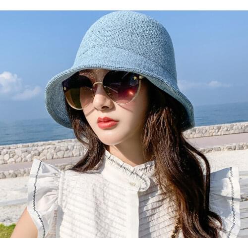 Hat womens small eaves sunshade sunscreen wild summer sun hat edge ladies sandals anti-ultraviolet straw