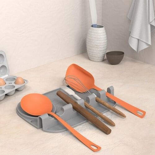 Silicone Spoon Holder Safe Hanging Hole Spatula Mat Hanging Hole Cooking Utensil Organizer Mat
