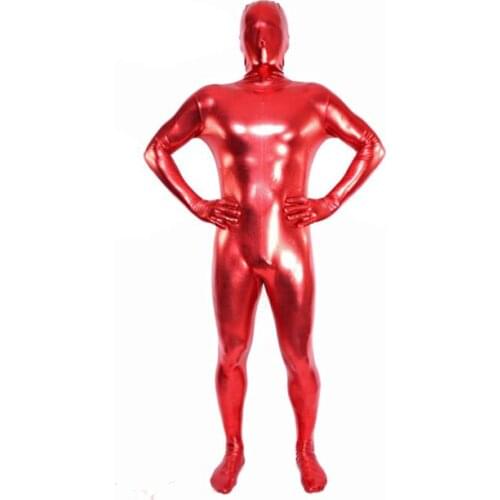 Special price! red Zentai Flesh Full Body Costume Shiny Metallic Zentai Suit Cosplay Costume Men Womens Lycra Jumpsuit