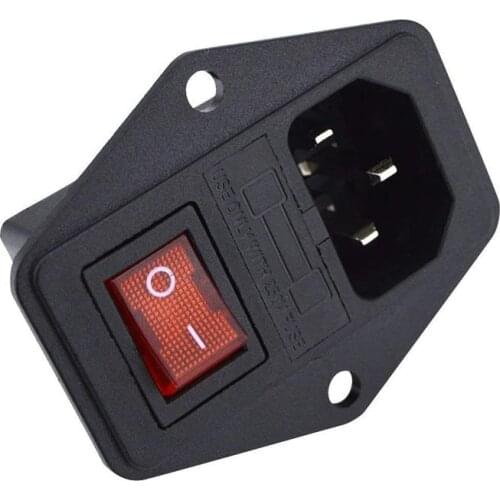 Black Power Switch AC Part 10A 250V For 3D Printers Parts 3 in 1 Fuse Supply Socket Outlet Red Black Triple 3D Printers Parts