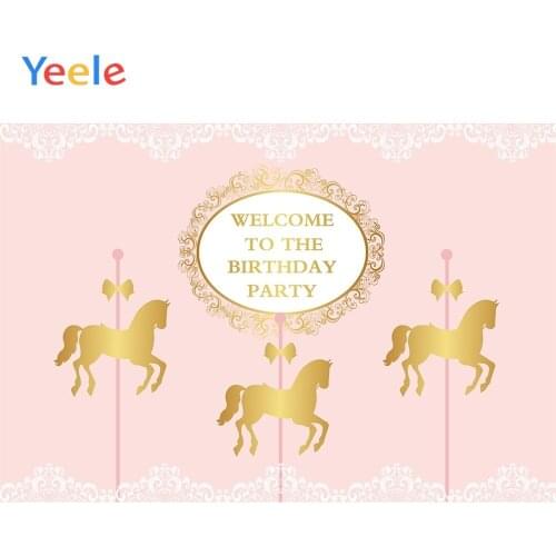 Yeele Birthday Party Princess Prince Gold Carousel Photography Backdrops Personalized Photographic Backgrounds For Photo Studio