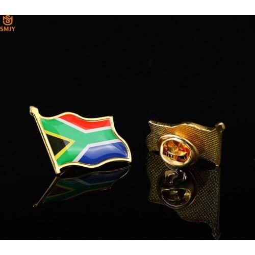 South Africa Colorful Flag Emblem Badge Africa DIY Gold Plated Zinc Alloy Tie/Suit/Backpack Wearable Pin Brooch Collection