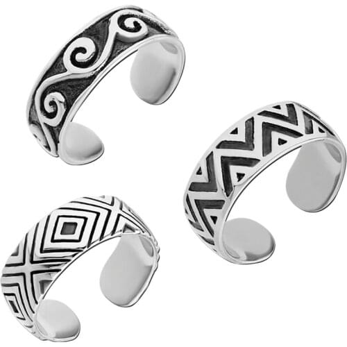 3PCS Open Toe Rings for Women Adjustable Toe Band Ring Gifts Beach Bohemian Vintage Foot Jewelry Width 5mm Handwork