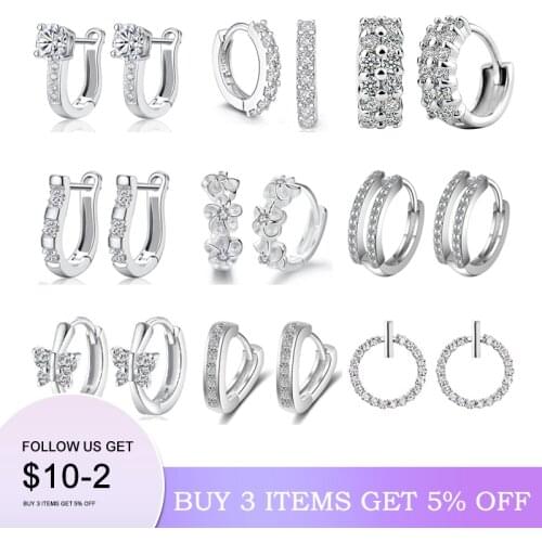 2020 NEW HOT SALE 100% Real 925 Sterling Silver Crystal Circle Earring For Women Making Jewelry Gift Wedding Party Engagement