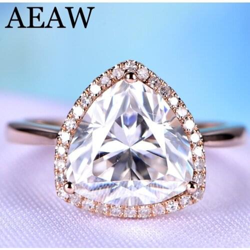 14K White Gold Moissanite Triangle Cut Ring 2ct DEF color VVS1 Excellent Cut, Luxury Moissanite Weding Ring for Women