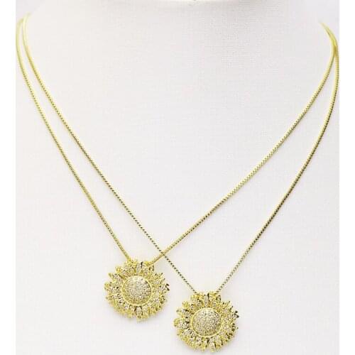 10Pcs Zircon Flower peandant Gold Necklace fashion jewelry Pendant Necklace Slim box chain Jewelry necklace 8388