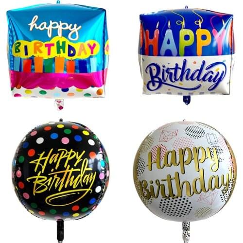 1Pcs 22inch 4D Happy Birthday Foil Balloons Gold global Birthday Party decor Wedding Decor Baby Shower Adult Birthday Supplies
