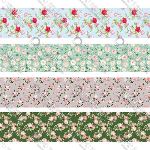 16-75MM Cartoon Creative Flower Printed Grosgrain&Satin Ribbon DIY Handmade Materials Christmas Wedding Gift Wrap Tape 50yards