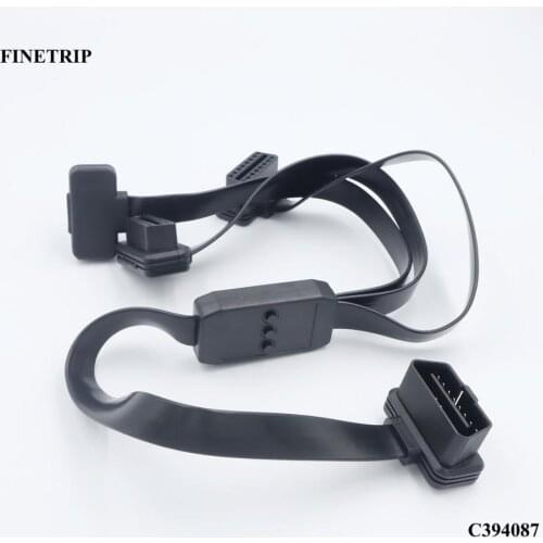 FINETRIP OBD2 16 Pin Splitter Male to Female obdii Extension Cable Adapter Diagnostic Tool Connector with Power Switch
