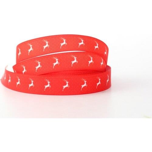 16mm/22mm/25mm/38mm/75mm Red christmas elk print grosgrain ribbon 10/25/50yards DIY gift wrap sewing wedding decor ribbon