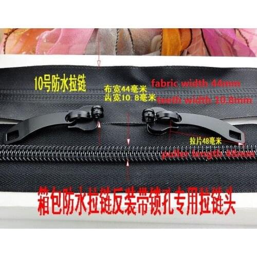 2meters+2pcs slider with key hole waterproof zipper for sewing luggages bags tent zipper 10# black free shipping
