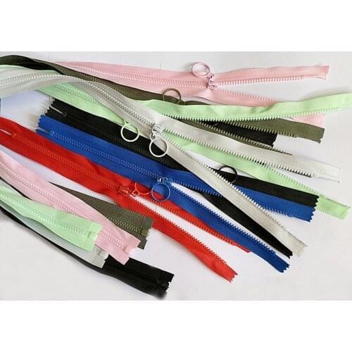 25cm 60cm 3# Closed End Resin Zippers for Sewing Handmade Garment Pull Ring Zip Slider Wallet Purse Cloth Bags Zipper 5 Pcs