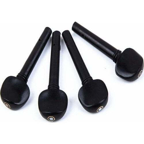 4 Pcs 4/4 Size Ebony Wooden Violin Fiddle Tuning Pegs Replacement Tool
