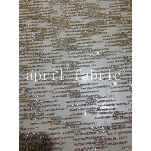 5yards HLL090 gold hand print glitter african india mesh fabric for wedding/evening dress fast shipping by dhl