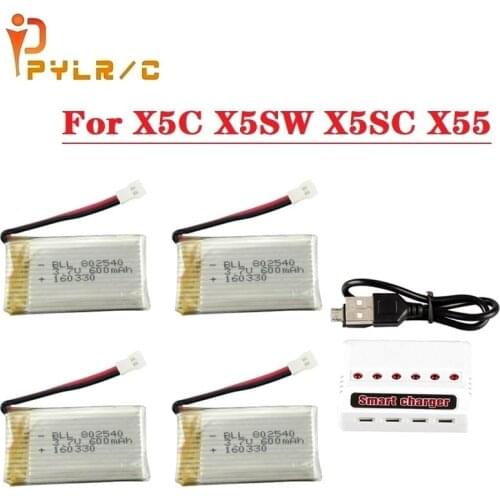 3.7V 600mAh Lipo Battery battery with charger For X5C X5SW X5SC X55 RC Quadcopter Spare Parts for S20 Drone 3.7v Battery